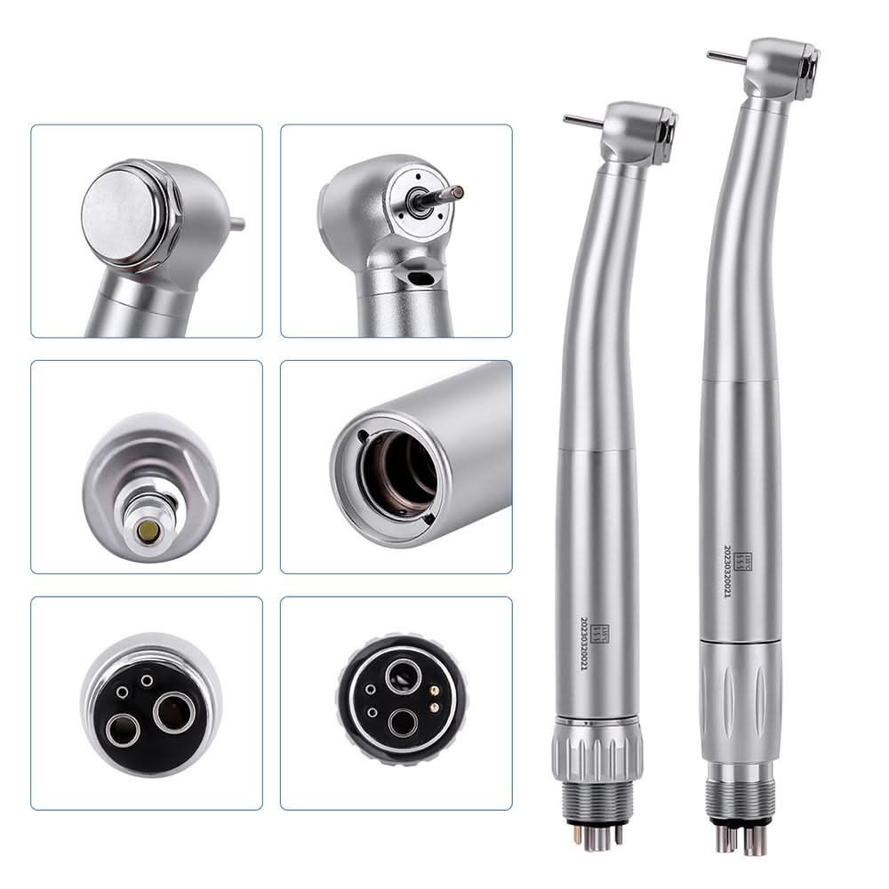 LED Fiber Optic High Speed Handpiece Three Water Spray Standard Head Push Button 4/6 Holes Quick Coupler - pairaydental.com