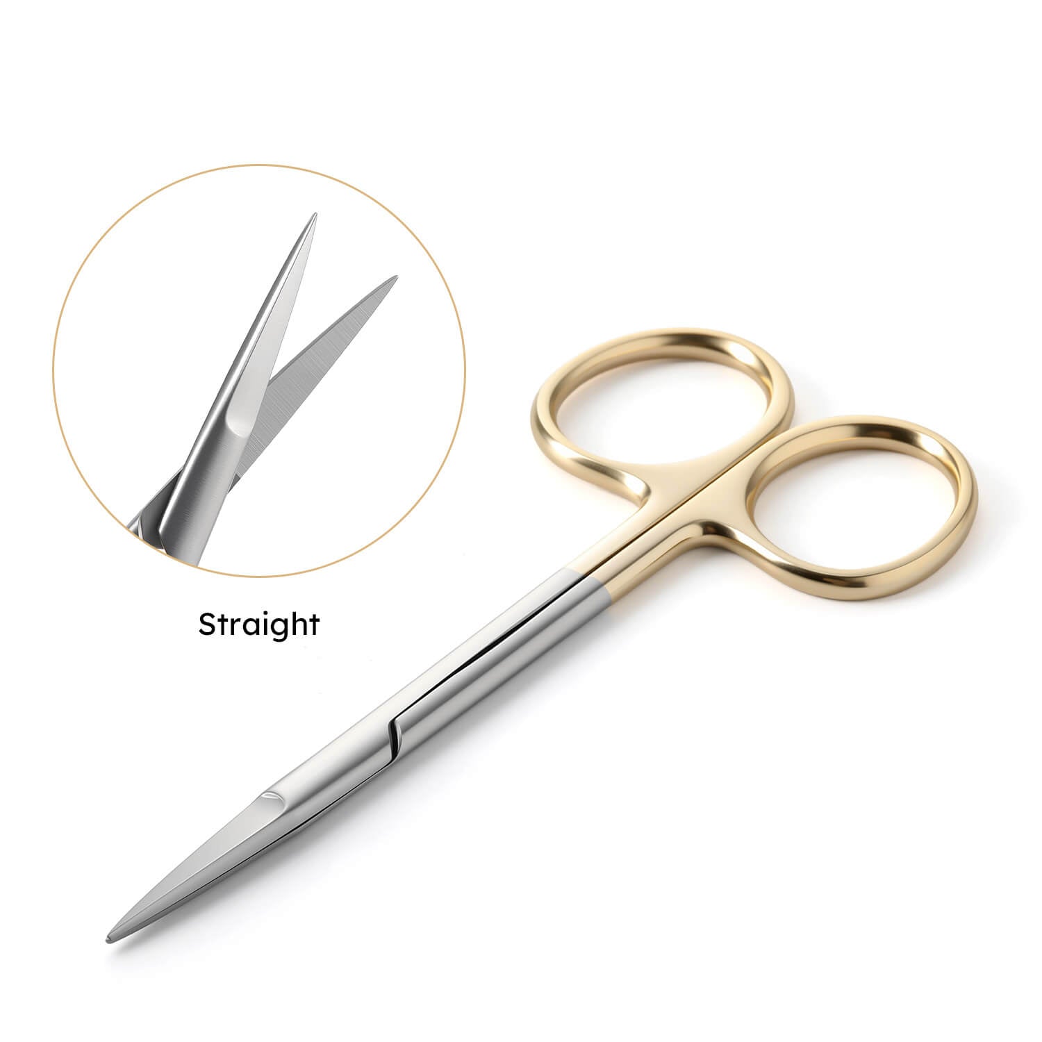 Dental Surgical Gum Tissue Scissors Curved/Straight Gold Handle Stainless Steel 11.5cm(4.52") - pairaydental.com