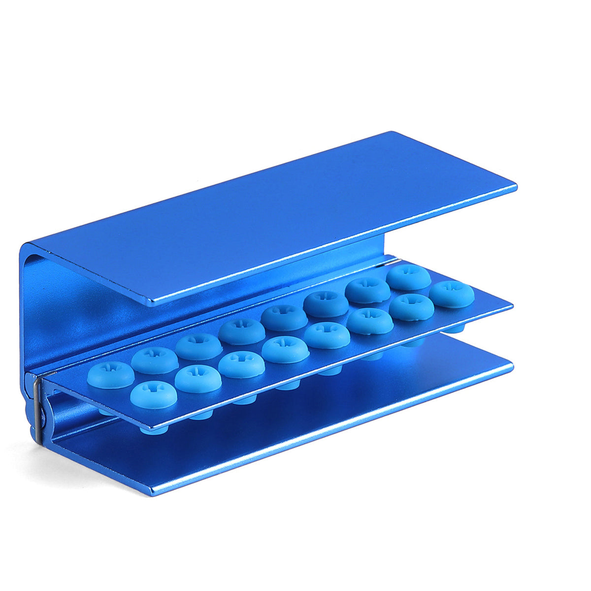 Dental Burs Holder Block Autoclavable with Silicon Cover 10 Holes Blue - pairaydental.com