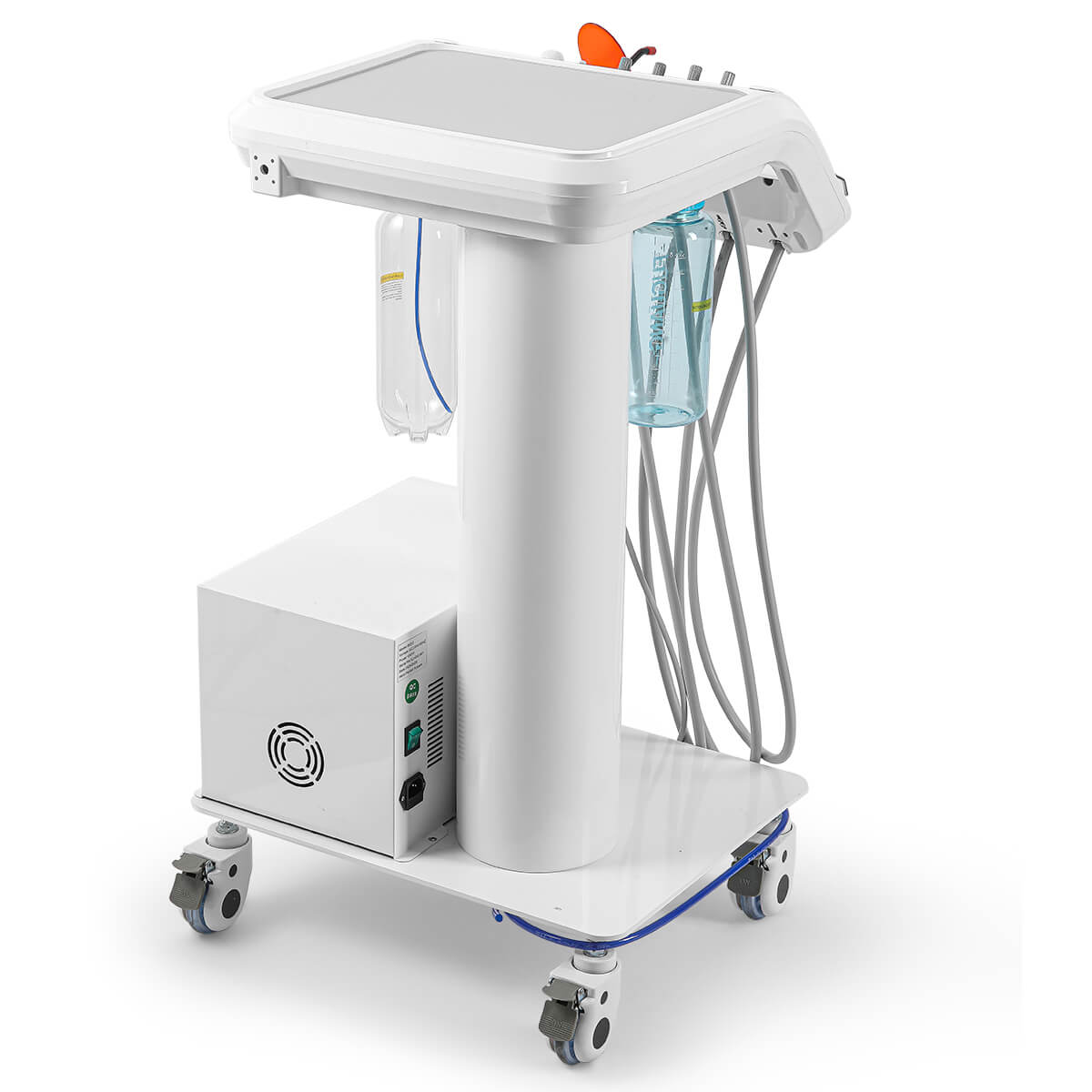 Dental Portable Delivery Unit Cart with Air Compressor Built-in Woodpecker Ultrasonic Scaler & Curing Light - pairaydental.com