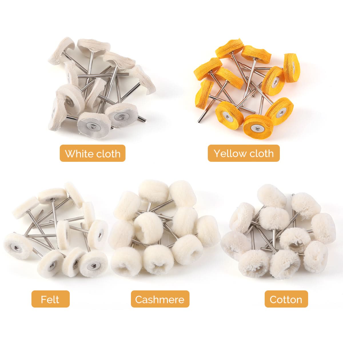 Polishing Brush White Cloth/ Yellow Cloth/ Felt/ Cashmere/ Cotton 10pcs/Pack - pairaydental.com