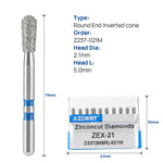 Dental Diamond Burs ZEX-21 (808R-021M) for Zirconia/Ceramic Prep 10pcs/Box - pairaydental.com