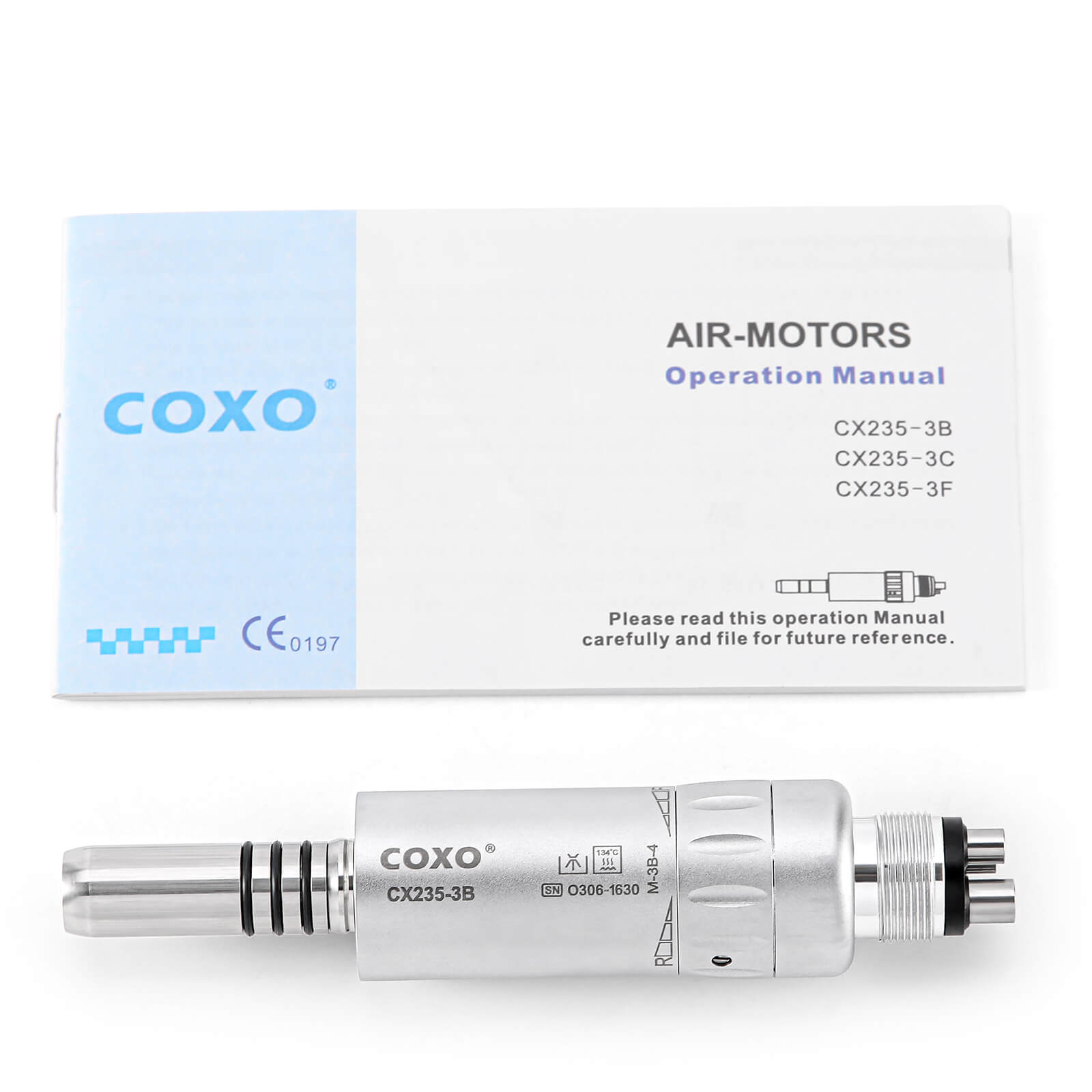 COXO Dental Low Speed Electric Handpiece 1:1 Contra Angle Straight Handpiece Air Motor 4 Holes