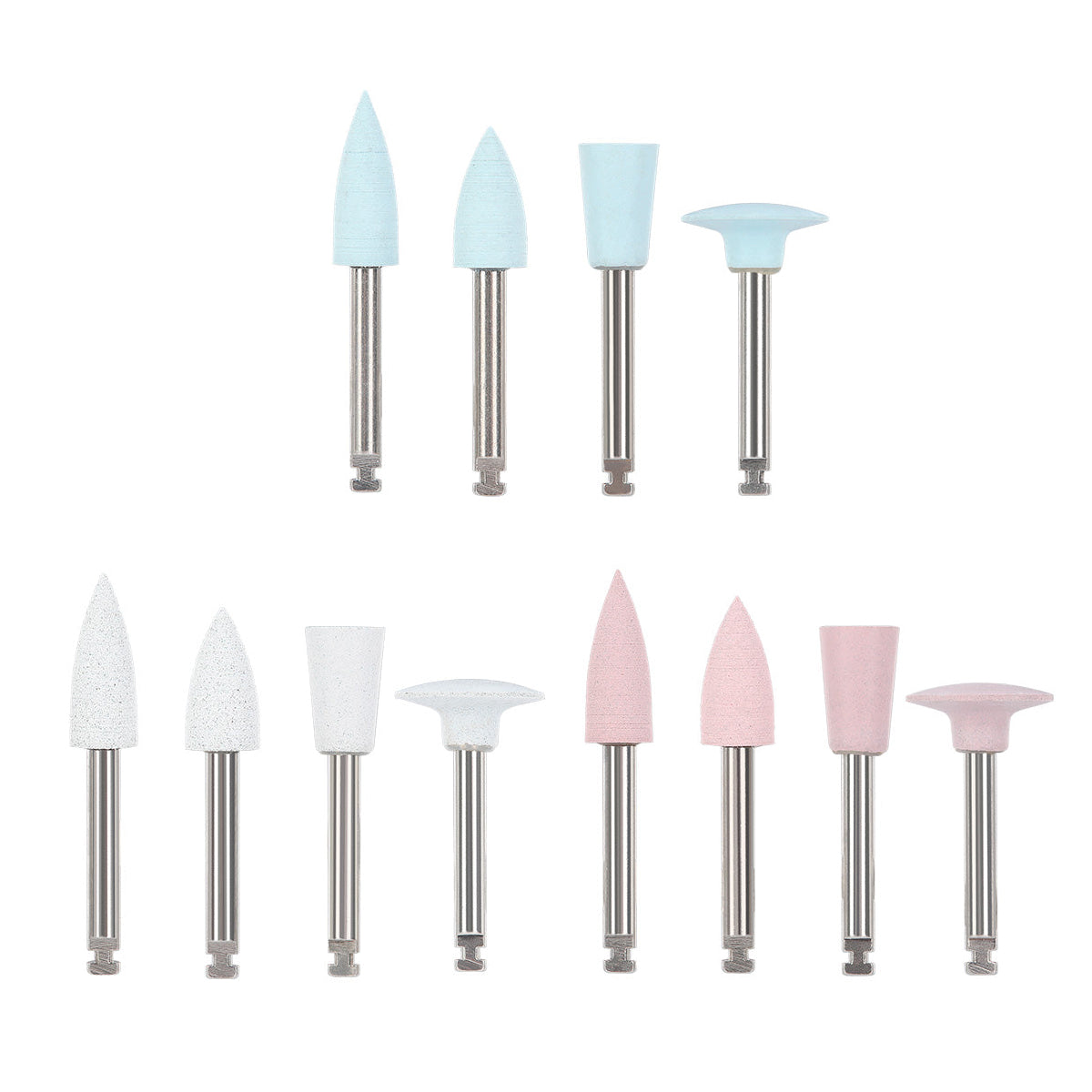 Dental Silicone Polishing Kits Mid-coarse/ Coarse/ Fine 12 Models 10pcs/Pack - pairaydental.com