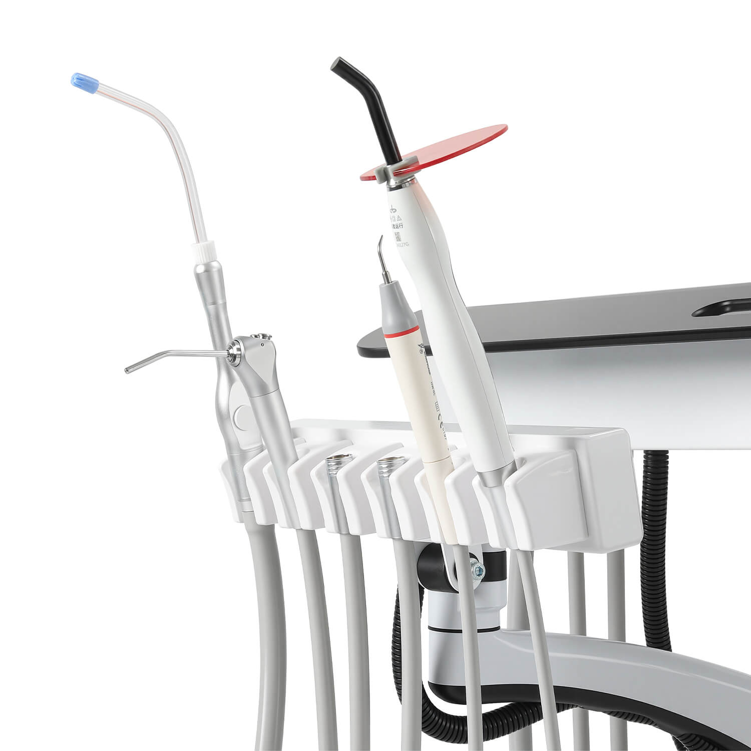 Dental Delivery Unit Mobile Cart 4 Hole Integrated Scaler & Curing Light Adjustable Height Electric Lifting - pairaydental.com