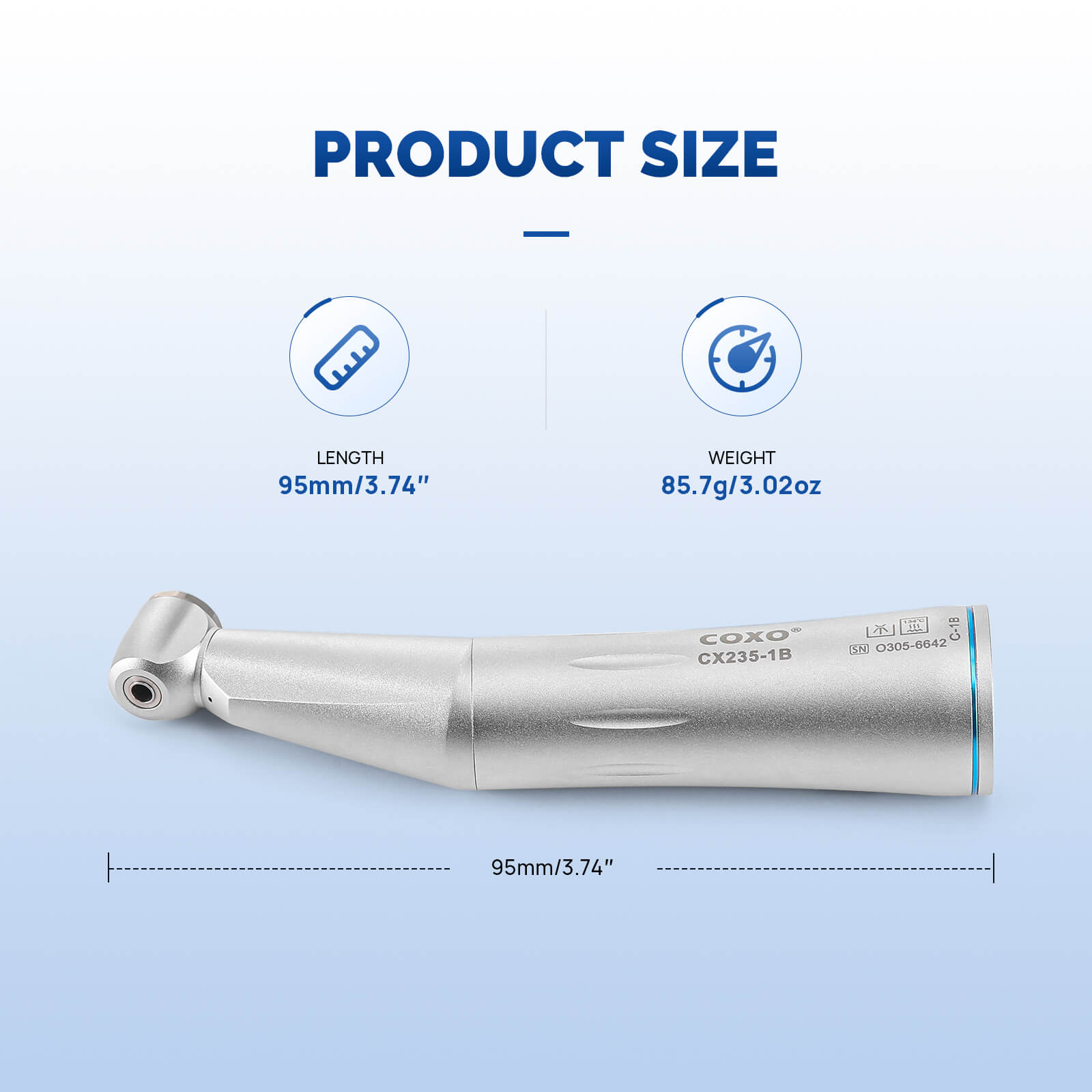 COXO Dental Low Speed Electric Handpiece 1:1 Contra Angle Straight Handpiece Air Motor 4 Holes