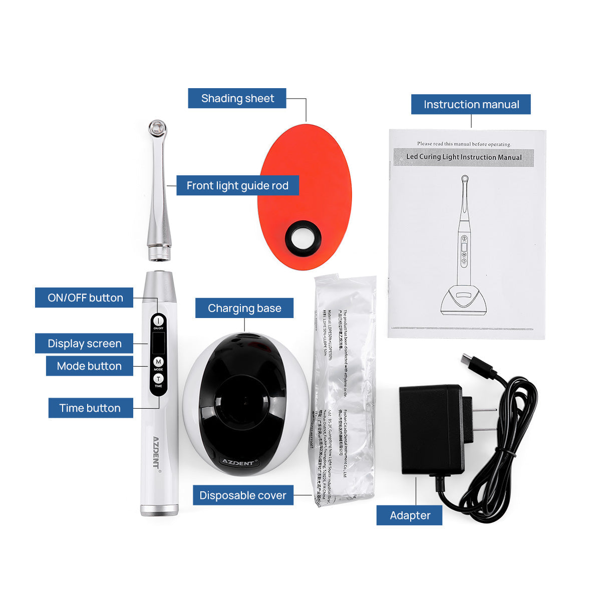 PAIRAY Dental LED Curing Light Wireless 2200mW/cm² 1 Sec Curing 3 Modes - pairaydental.com