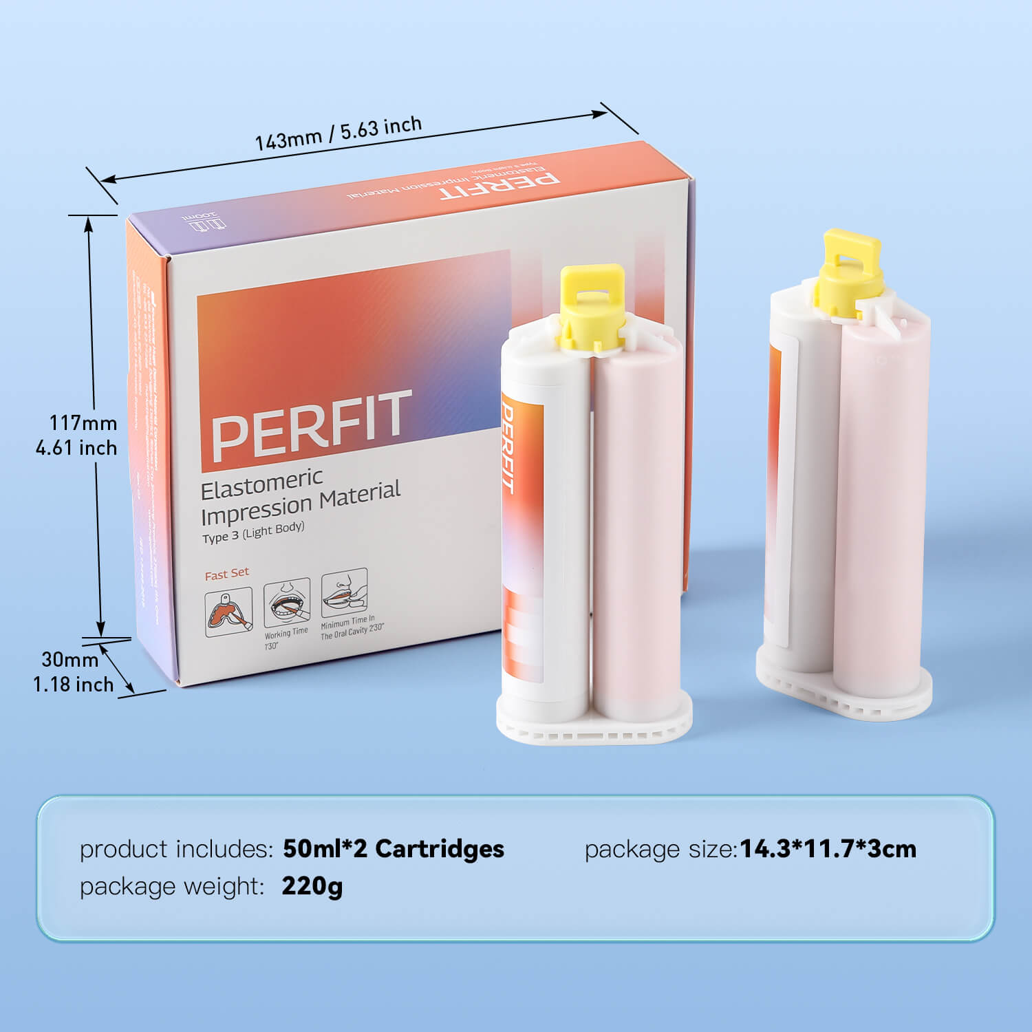 Dental Silicone Impression Material Light Body VPS Fast/Normal Set 50ml*2 - pairaydental.com