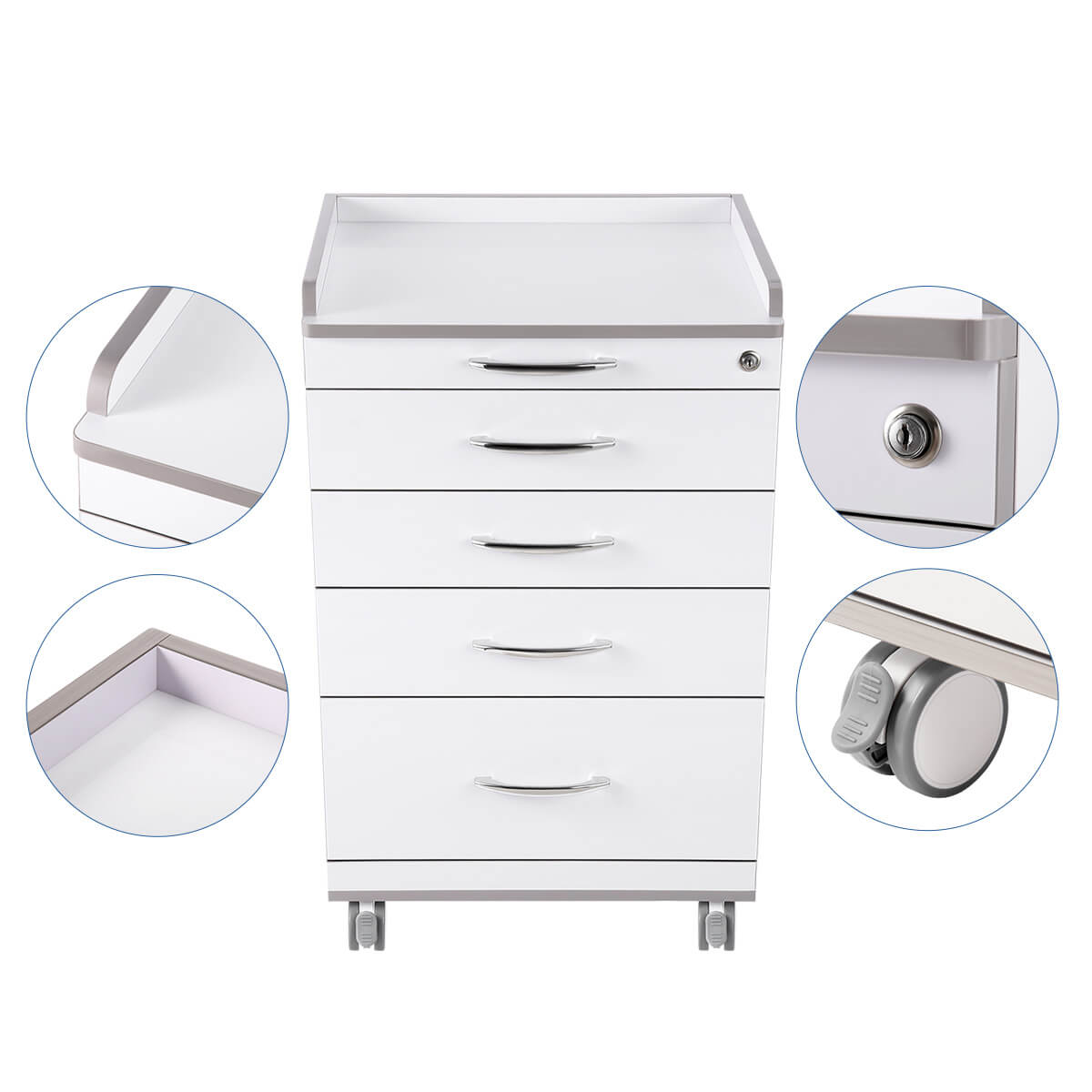 Dental Mobile Cabinet Cart NW-P4 Rolling Storage Trolley Four Drawers - pairaydental.com 