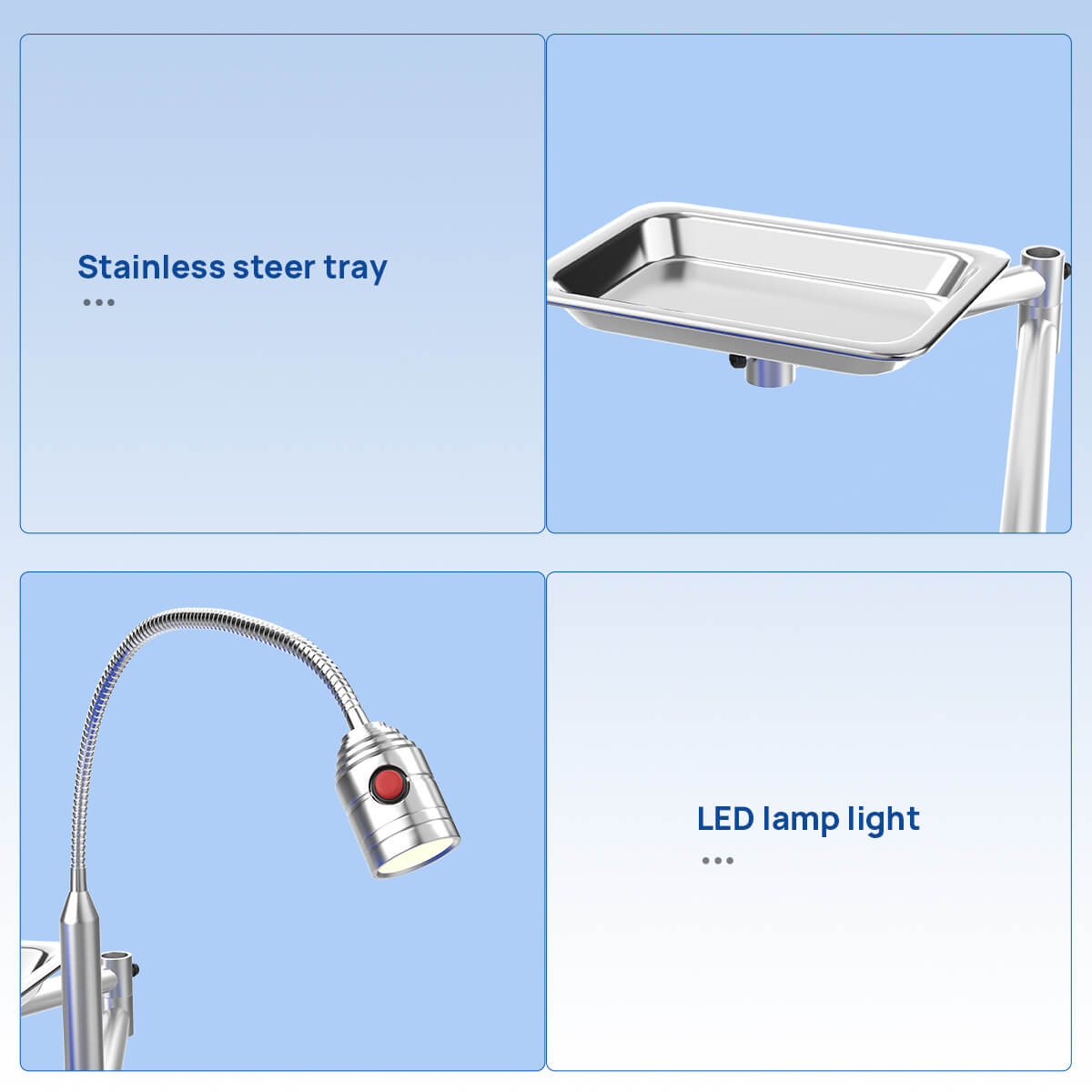 Portable Dental Folding Chair Adjustable With Rechargeable LED Light Blue - pairaydental.com