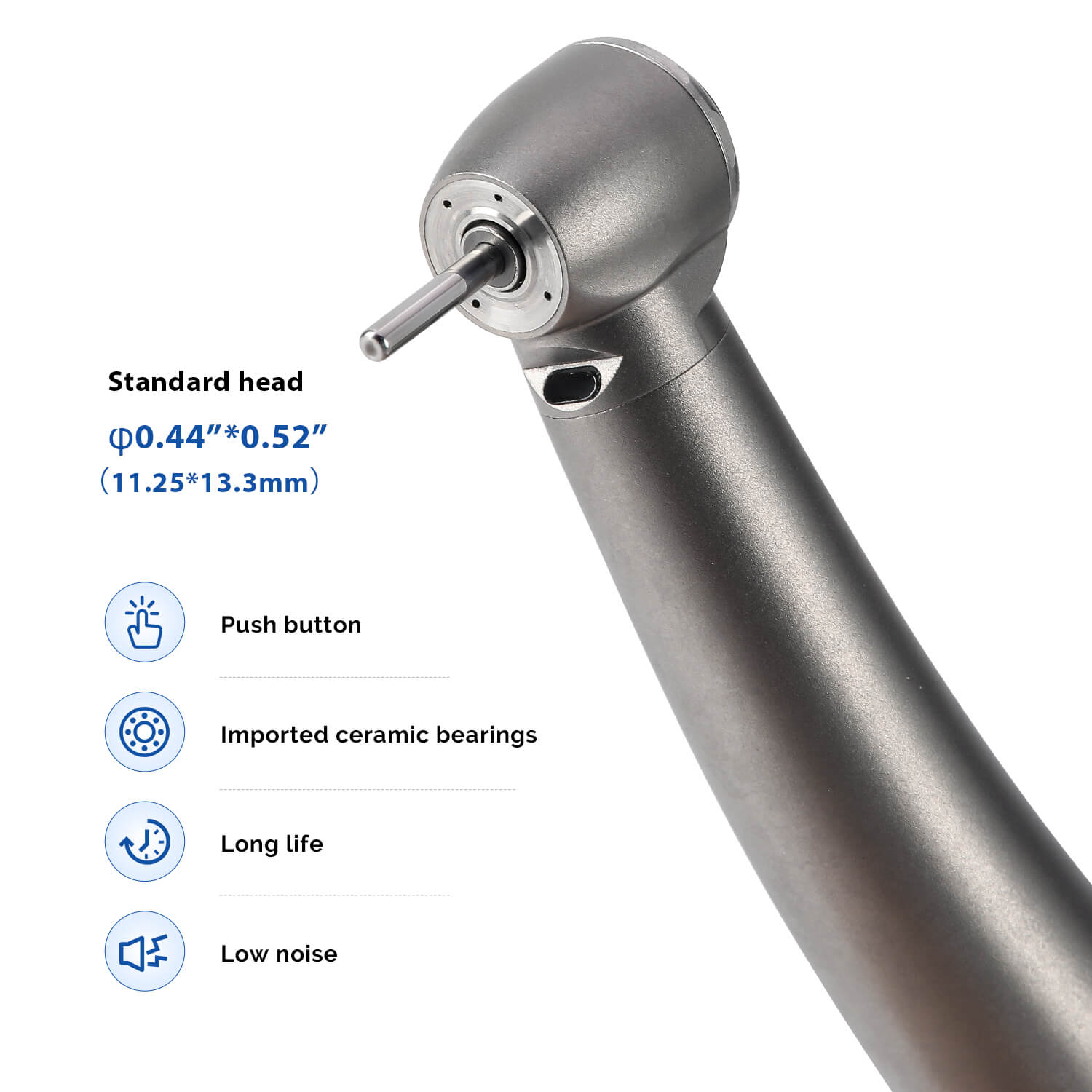 Dental Titanium High Speed Handpiece LED Fiber Optic Standard Head 4-Water Spray & 6 Holes Quick Coupler - pairaydental.com