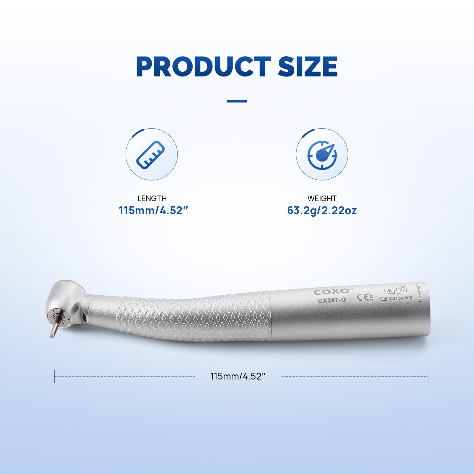 COXO CX207-G Fiber Optic High Speed Air Turbine Handpiece & 6 Holes LED Quick Coupler