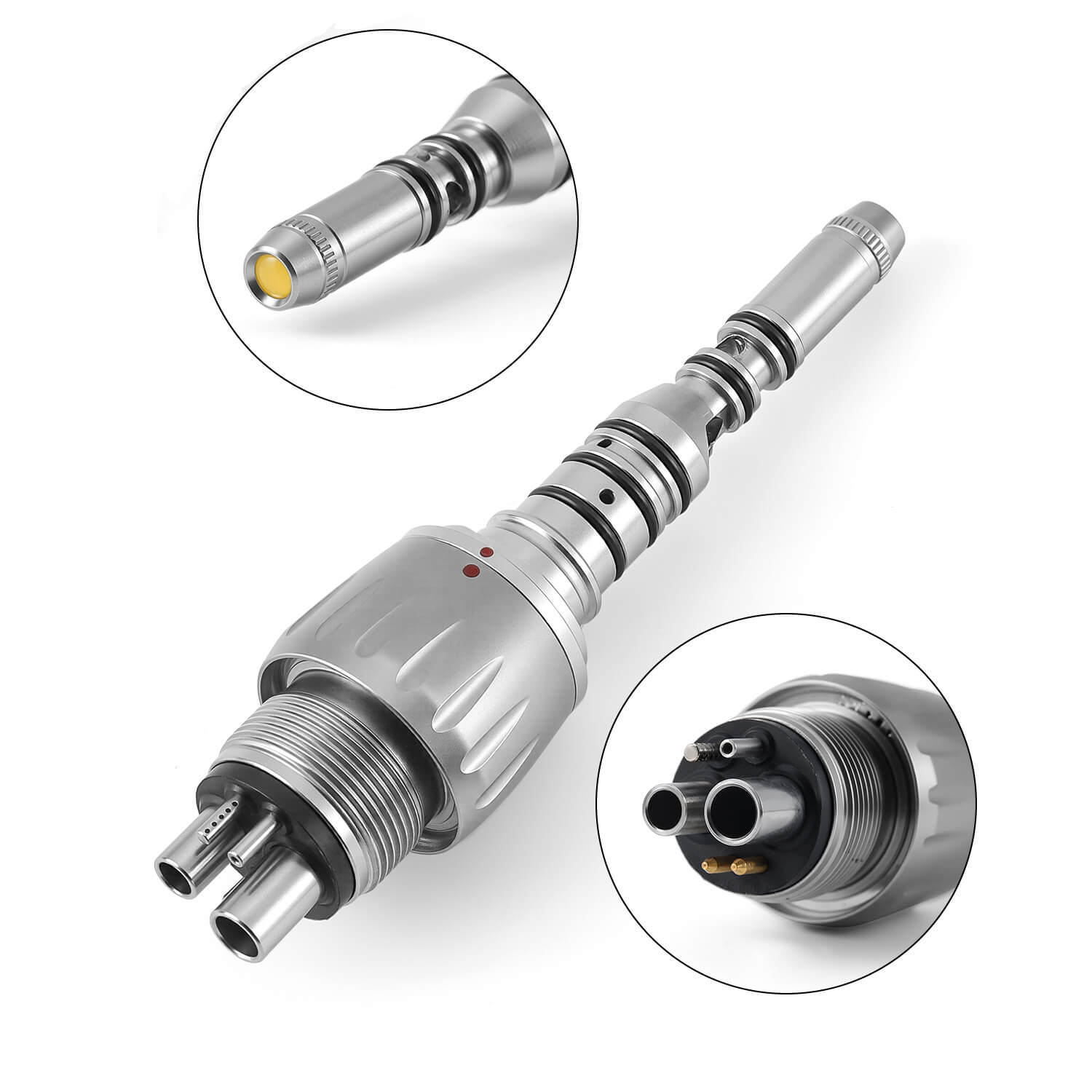 Dental Titanium High Speed Handpiece Mini/Standard Head LED Fiber Optic 4-Water Spray & 4/6 Holes Quick Coupler - pairaydental.com