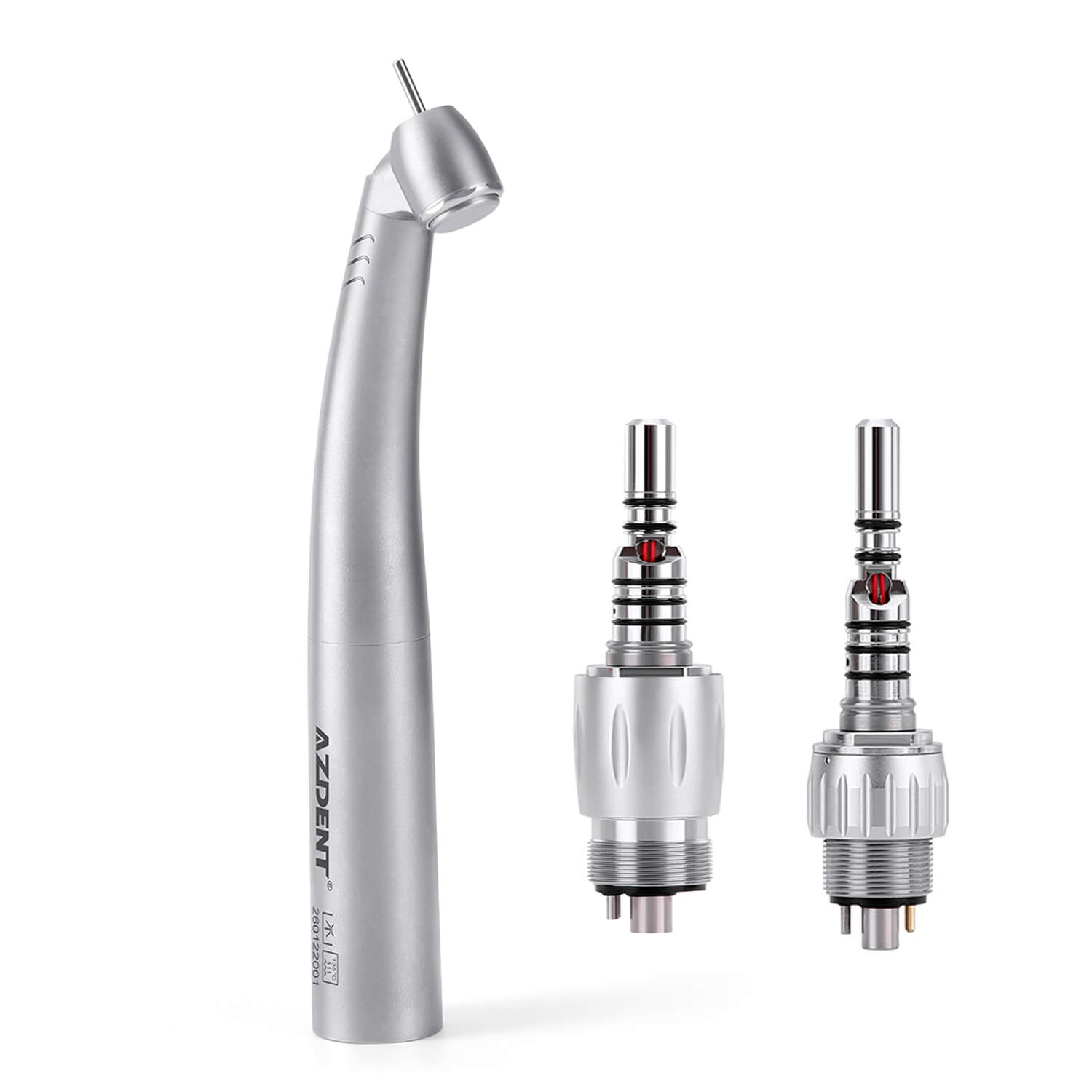 LED Fiber Optic 45° High Speed Handpiece Titanium Four Water Spray Push Button & 4/6 Holes Quick Coupler - pairaydental.com