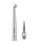 LED Fiber Optic 45° High Speed Handpiece Titanium Mini Head Four Water Spray Push Button & 4/6 Holes Quick Coupler- pairaydental.com