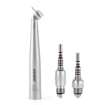 LED Fiber Optic 45° High Speed Handpiece Titanium Mini Head Four Water Spray Push Button & 4/6 Holes Quick Coupler- pairaydental.com
