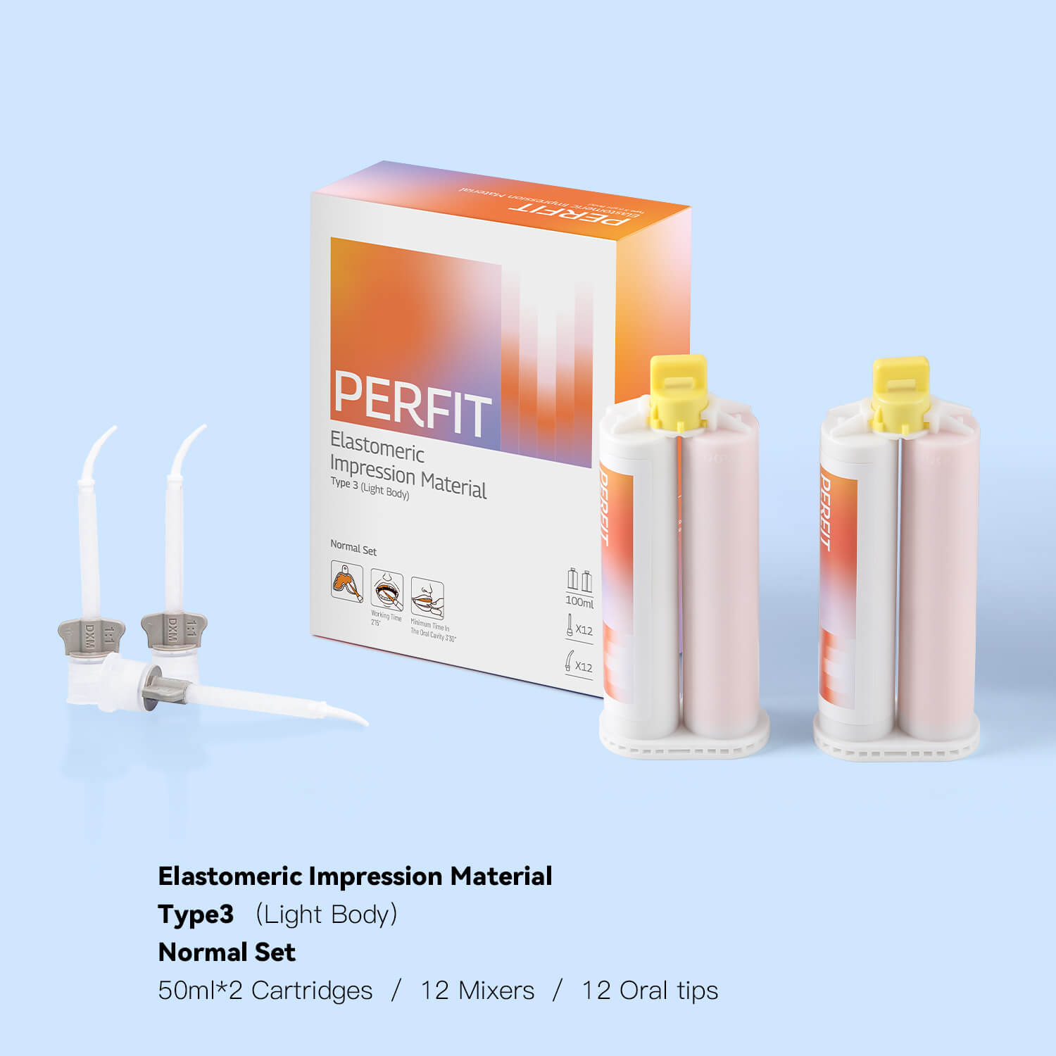 Dental Silicone Impression Material Light Body VPS Fast/Normal Set 50ml*2 - pairaydental.com