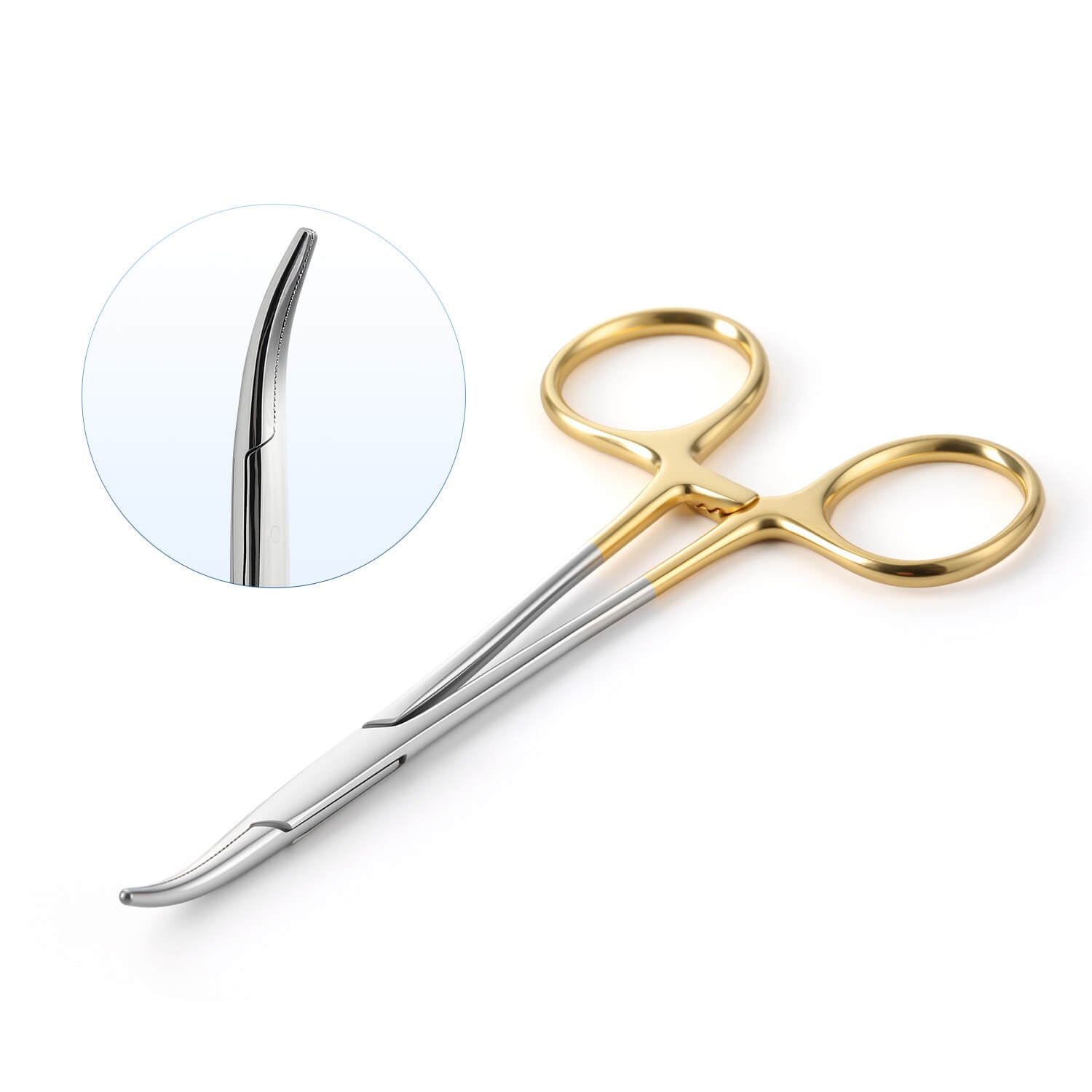 Dental Surgical Hemostatic Clamp Curved/Straight Gold Handle Stainless Steel 12.5cm (4.9") - pairaydental.com