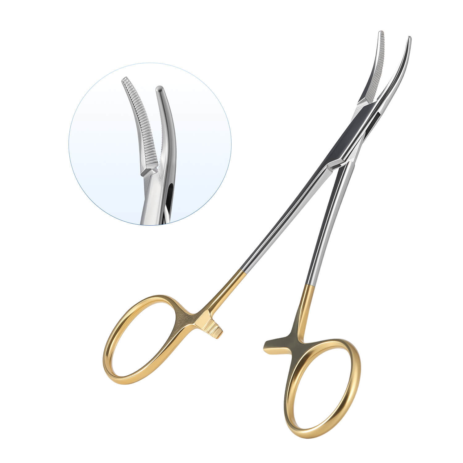 Dental Surgical Hemostatic Clamp Curved/Straight Gold Handle Stainless Steel 12.5cm (4.9") - pairaydental.com