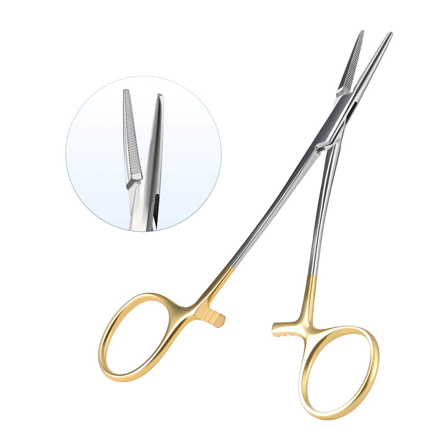 Dental Surgical Hemostatic Clamp Curved/Straight Gold Handle Stainless Steel 12.5cm (4.9") - pairaydental.com