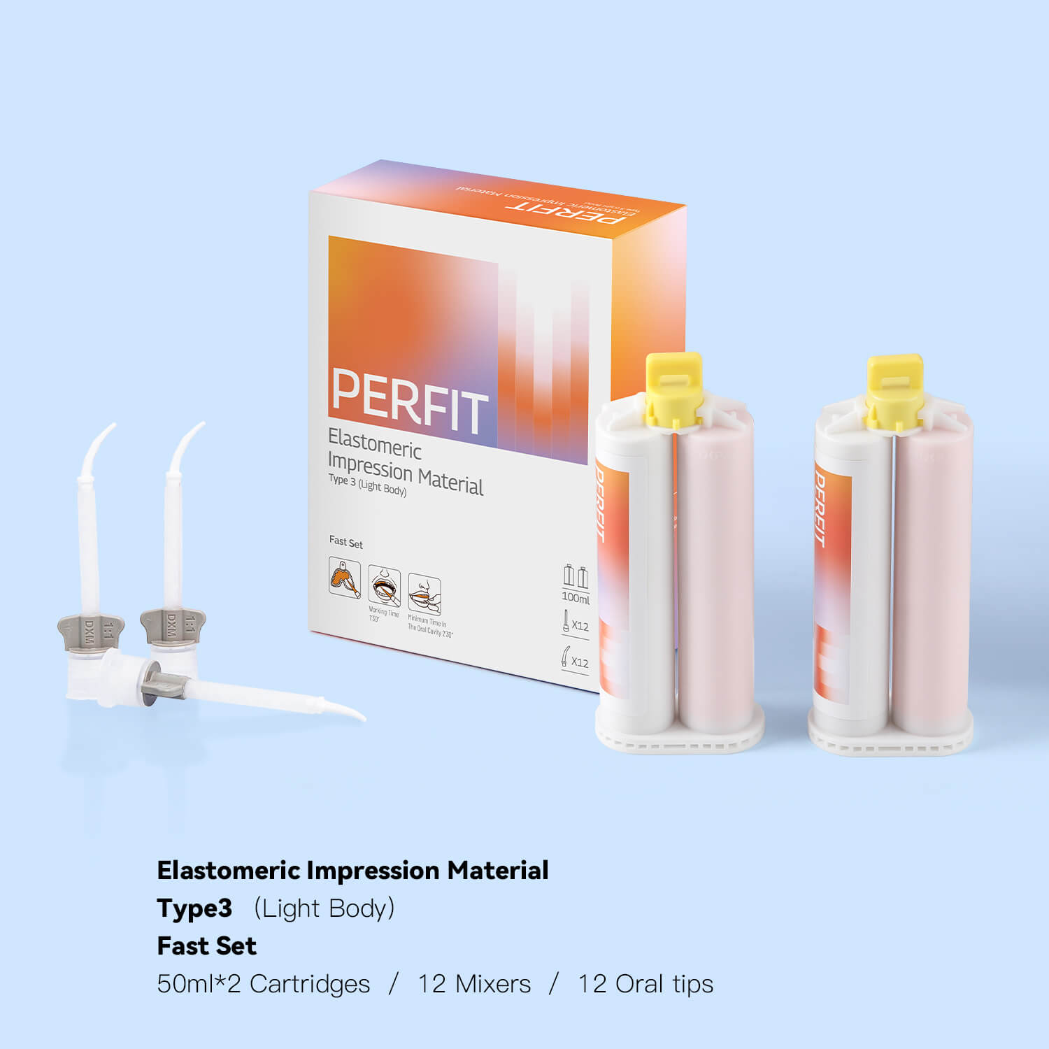 Dental Silicone Impression Material Light Body VPS Fast/Normal Set 50ml*2 - pairaydental.com