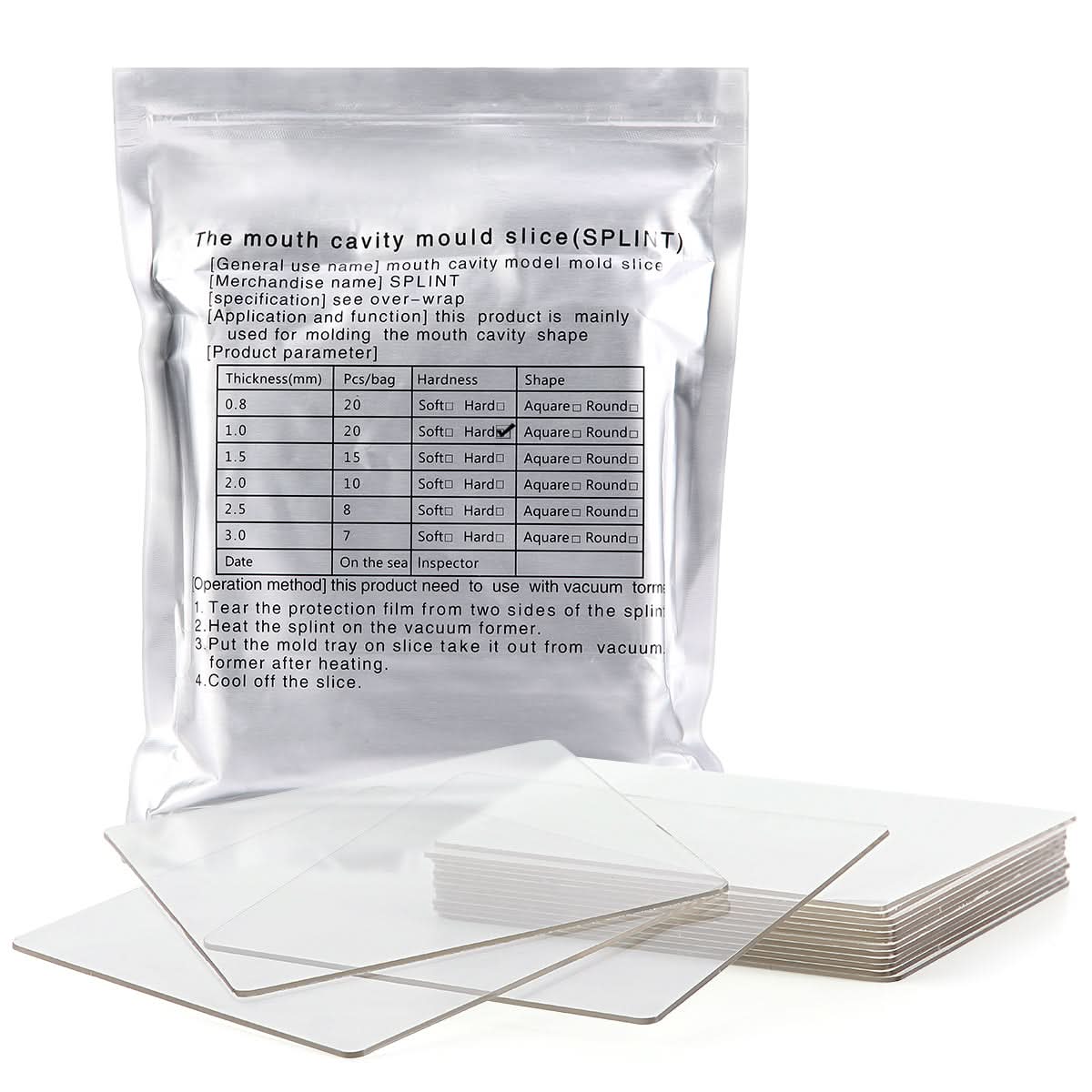 Dental Orthodontic Splint Retainer Vacuum Thermoforming Sheet 5"x5" Soft / Hard - pairaydental.com