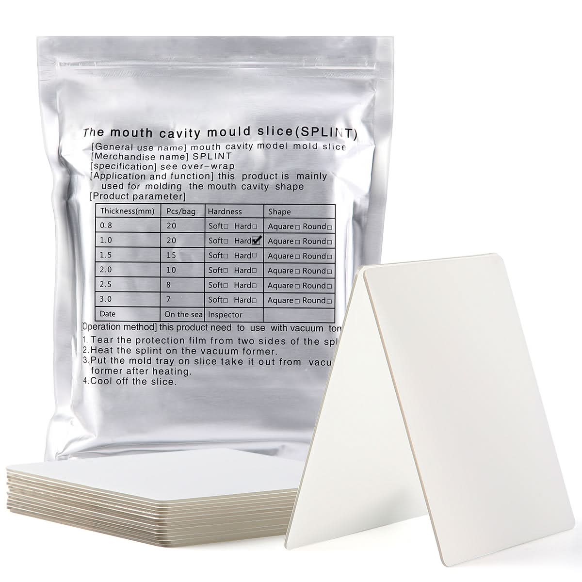Dental Orthodontic Splint Retainer Vacuum Thermoforming Sheet 5"x5" Soft / Hard - pairaydental.com