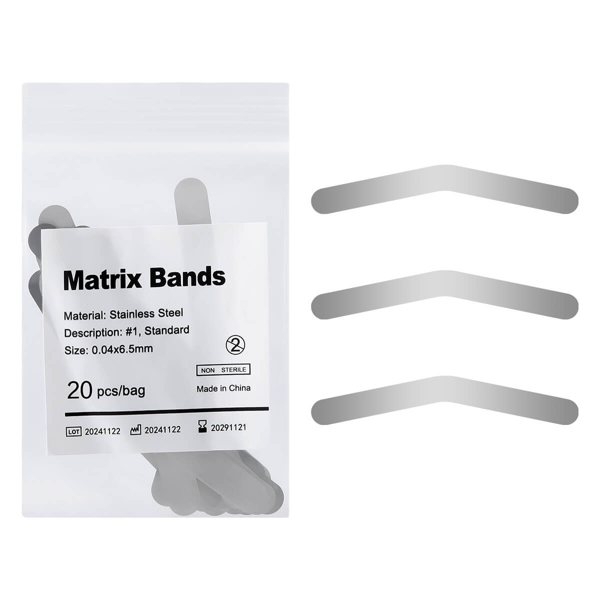 Dental Stainless Steel Matrix Bands Tofflemire 20pcs/Pack - pairaydental.com
