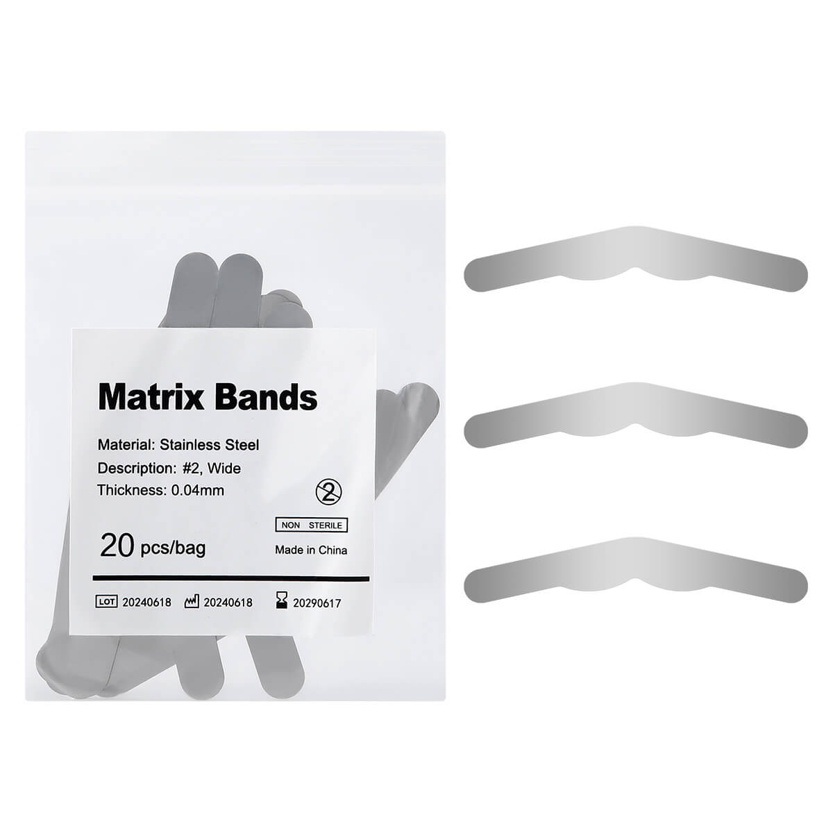 Dental Stainless Steel Matrix Bands Tofflemire 20pcs/Pack - pairaydental.com