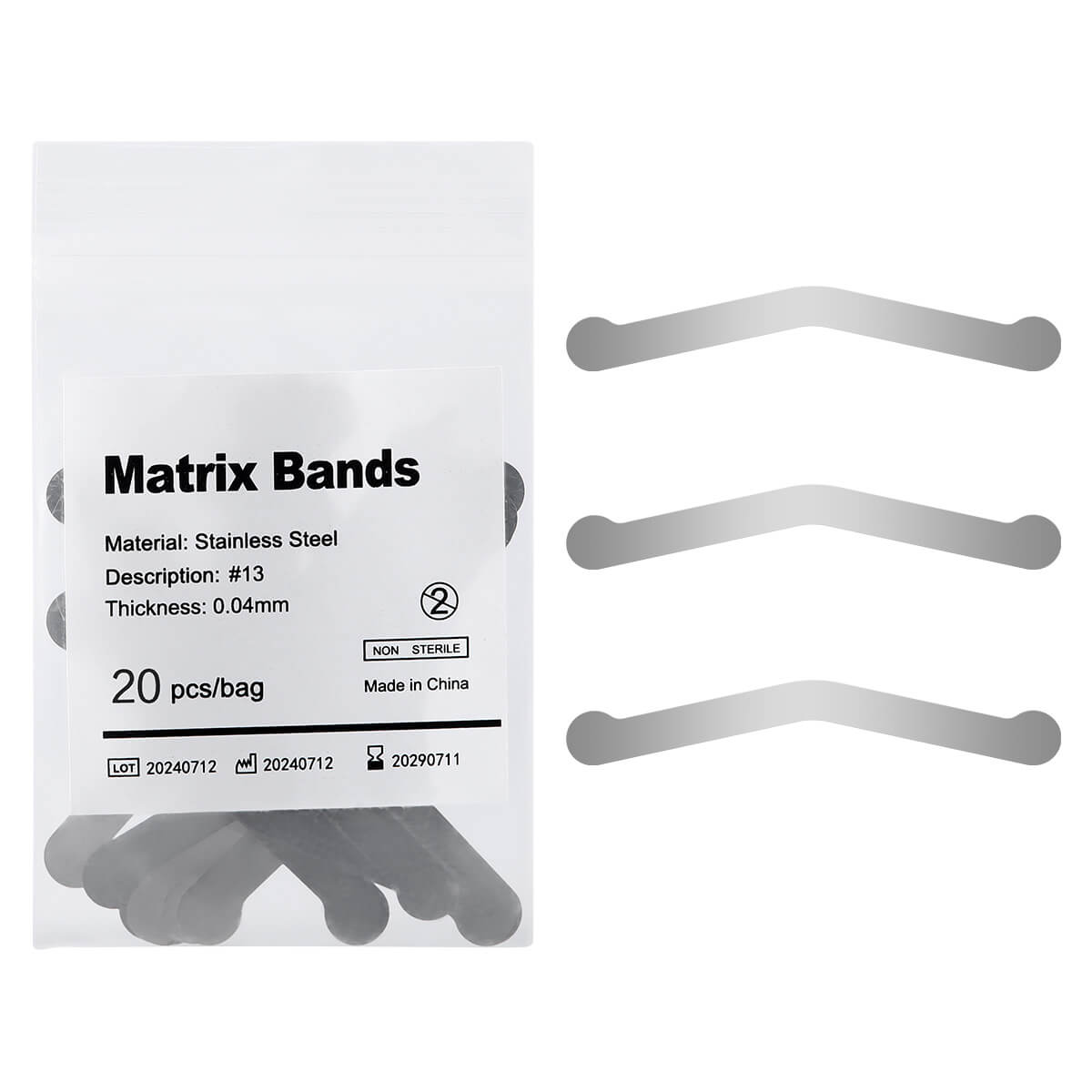 Dental Stainless Steel Matrix Bands Tofflemire 20pcs/Pack - pairaydental.com