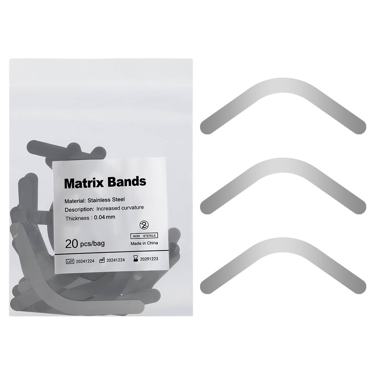 Dental Stainless Steel Matrix Bands Tofflemire 20pcs/Pack - pairaydental.com