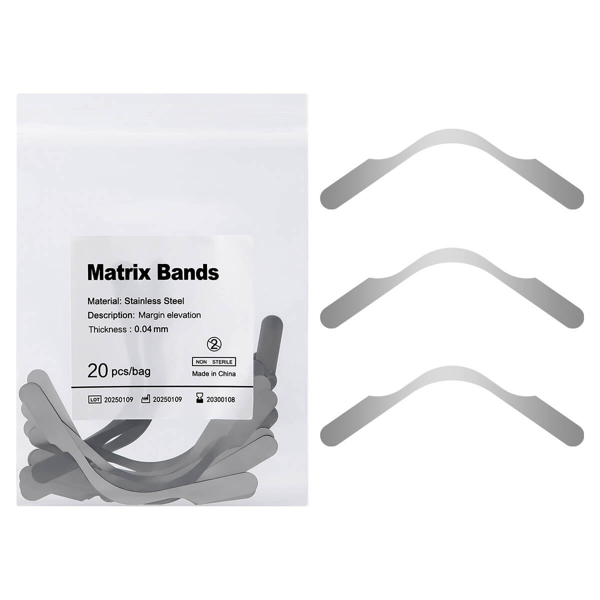 Dental Stainless Steel Matrix Bands Tofflemire 20pcs/Pack - pairaydental.com