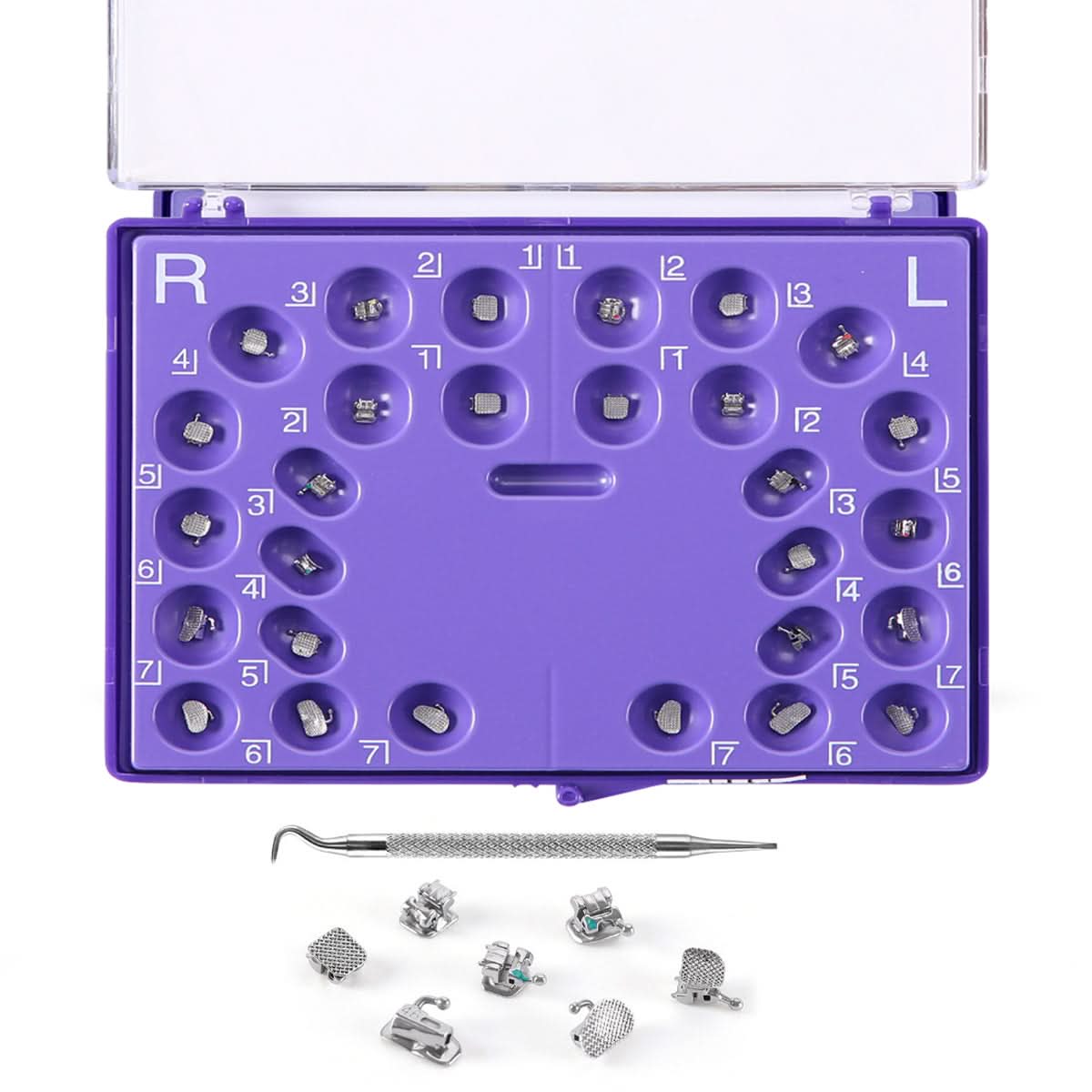 Bomaoer Self-Ligating Orthodontic Brackets – Roth 0.022 Metal, 345 Pcs With Hooks