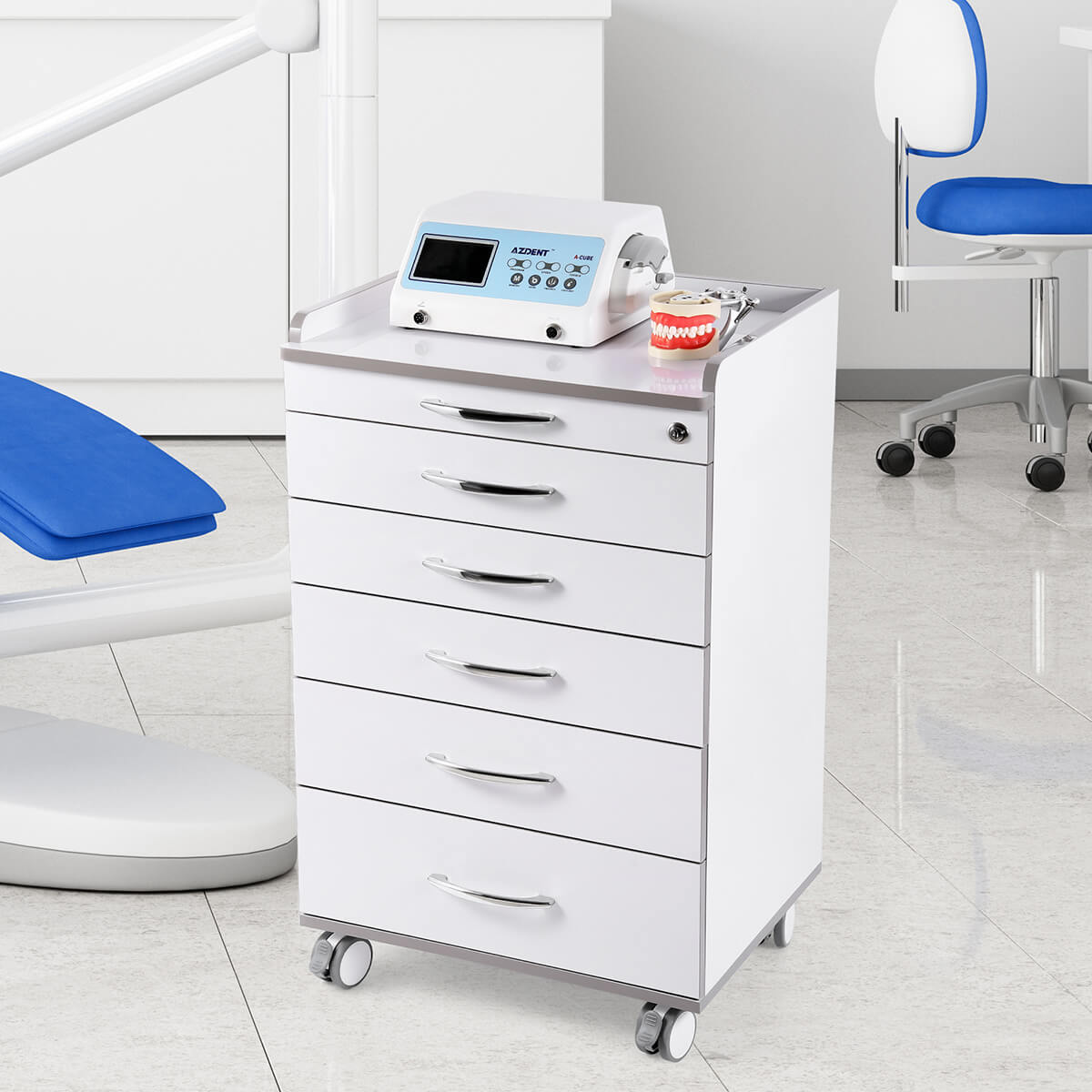 Dental Mobile Cabinet Cart NW-P4 Rolling Storage Trolley Five Drawers - pairaydental.com 