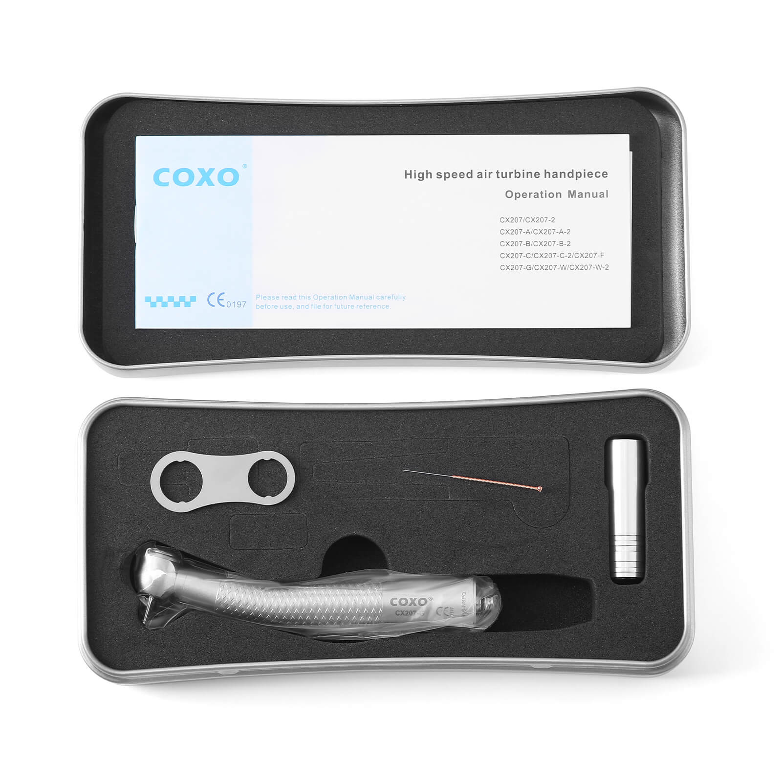 COXO CX207-G High Speed Air Turbine Handpiece Fiber Optic & 6 Holes LED Quick Coupler - pairaydental.com