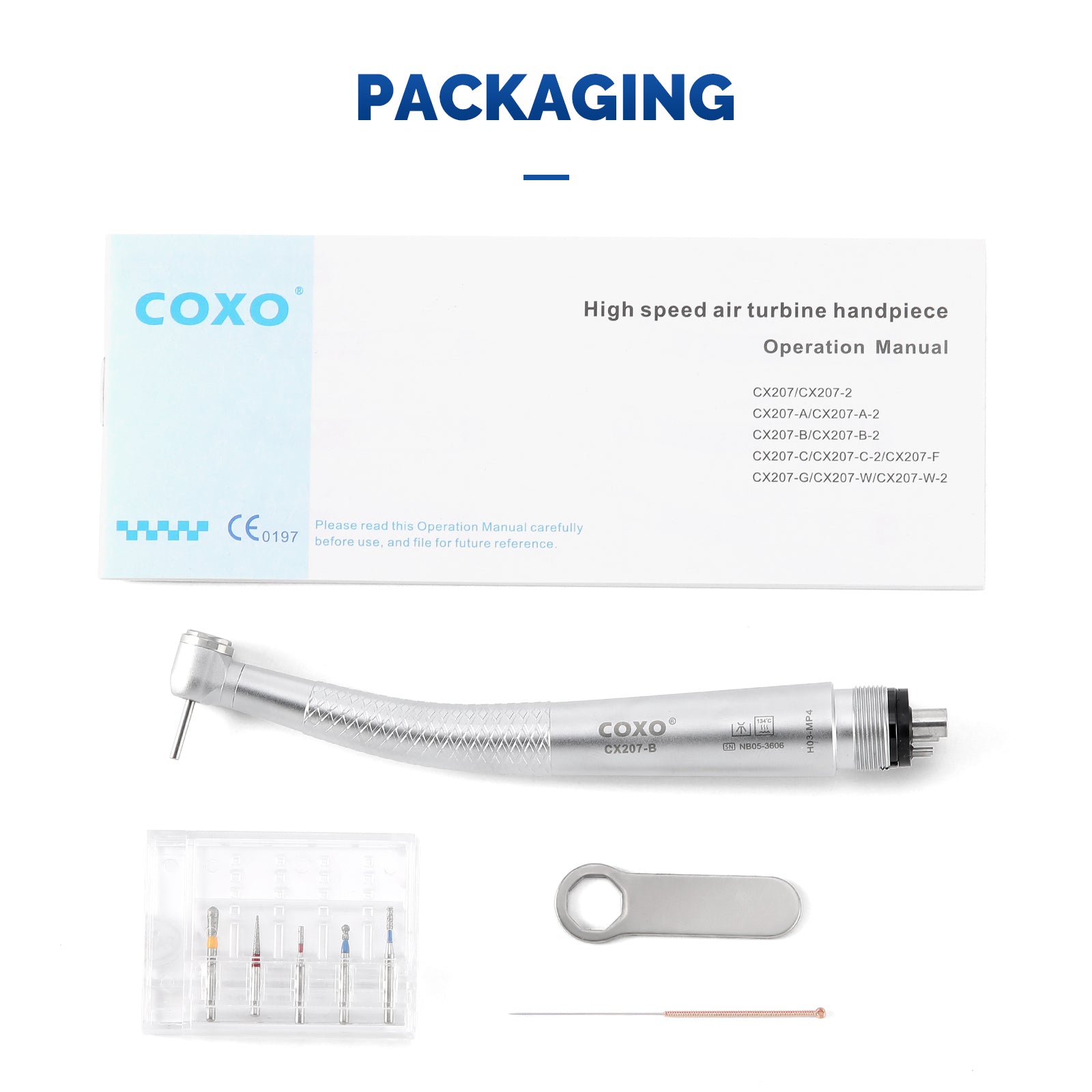 COXO CX207-G High Speed Air Turbine Handpiece Mini Head with 4 Holes Coupler #H03-MP4 - pairaydental.com