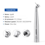 LED Fiber Optic 45° High Speed Handpiece Titanium Mini Head Four Water Spray Push Button & 4/6 Holes Quick Coupler- pairaydental.com