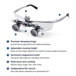 Dental Surgical Loupe with Headlight Height Adjustment 2.5X 3.0X Magnification - pairaydental.com