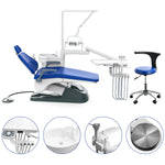Dental Chair Unit Computer Controlled with Stool Sapphire Blue Hard Leather