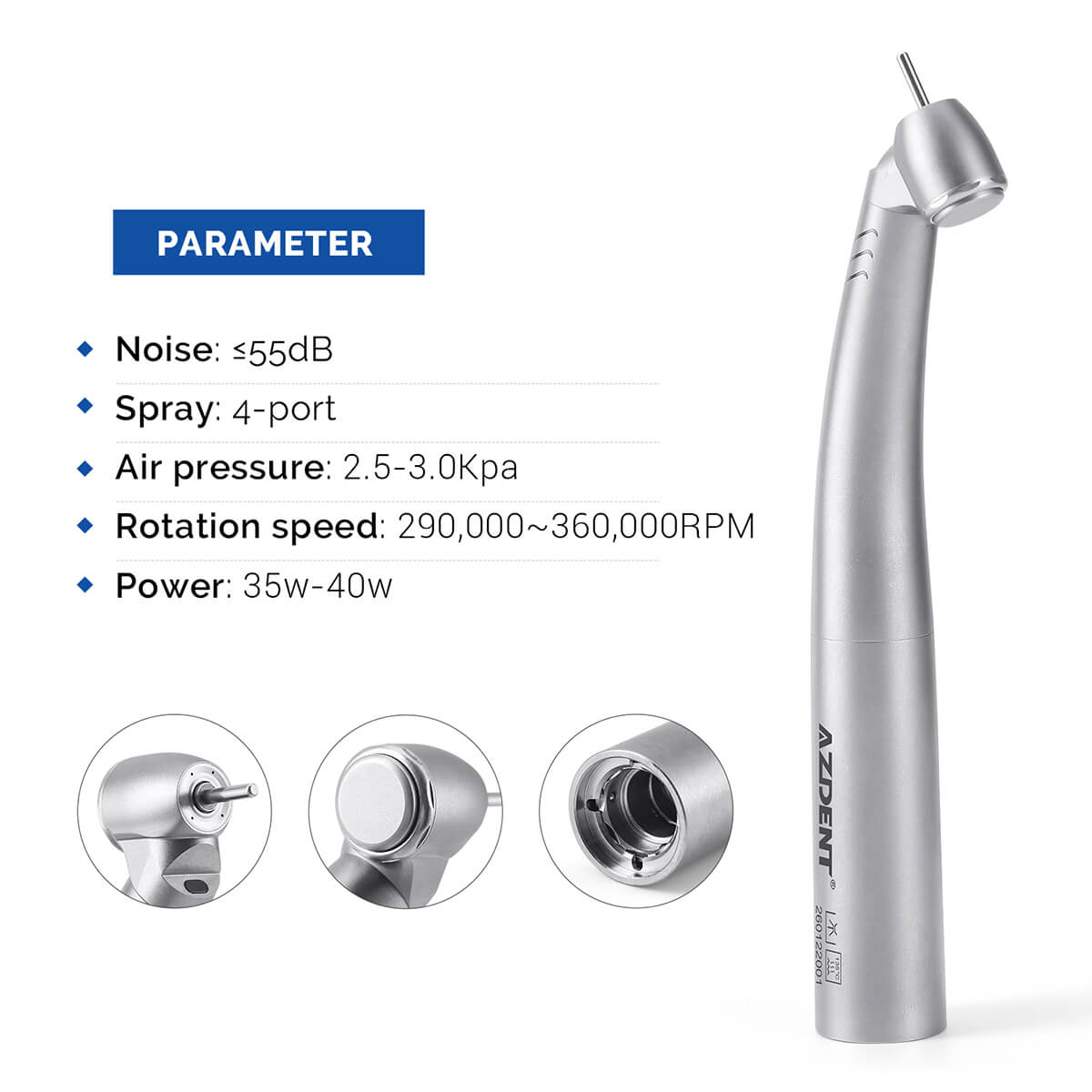 LED Fiber Optic 45° High Speed Handpiece Titanium Four Water Spray Push Button & 4/6 Holes Quick Coupler - pairaydental.com