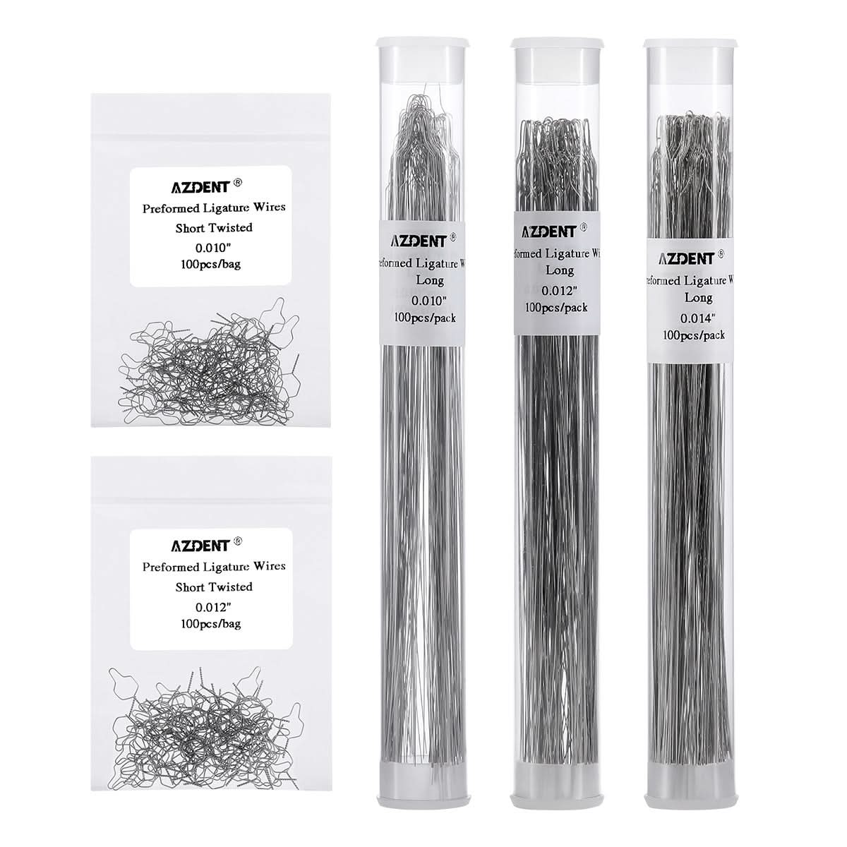 100pcs Orthodontic Preformed Ligature Wires Stainless Steel Long/Short 0.010-0.014 - pairaydental.com