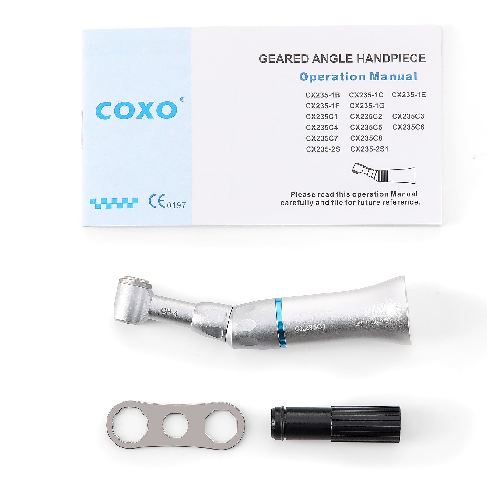 COXO 1:1 External Dental Low Speed Contra Angle Handpiece Push Button #C1-4 - pairaydental.com