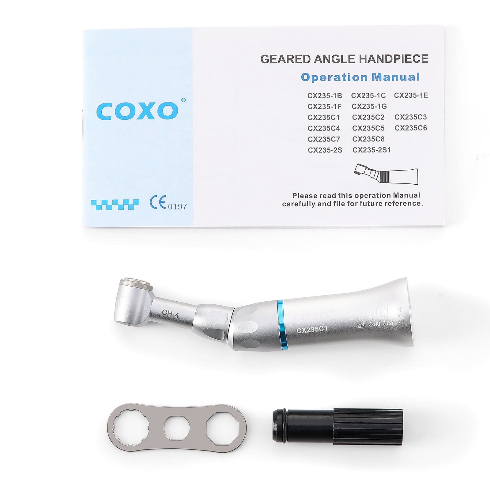 COXO 1:1 External Dental Low Speed Contra Angle Handpiece Push Button #C1-4 - pairaydental.com