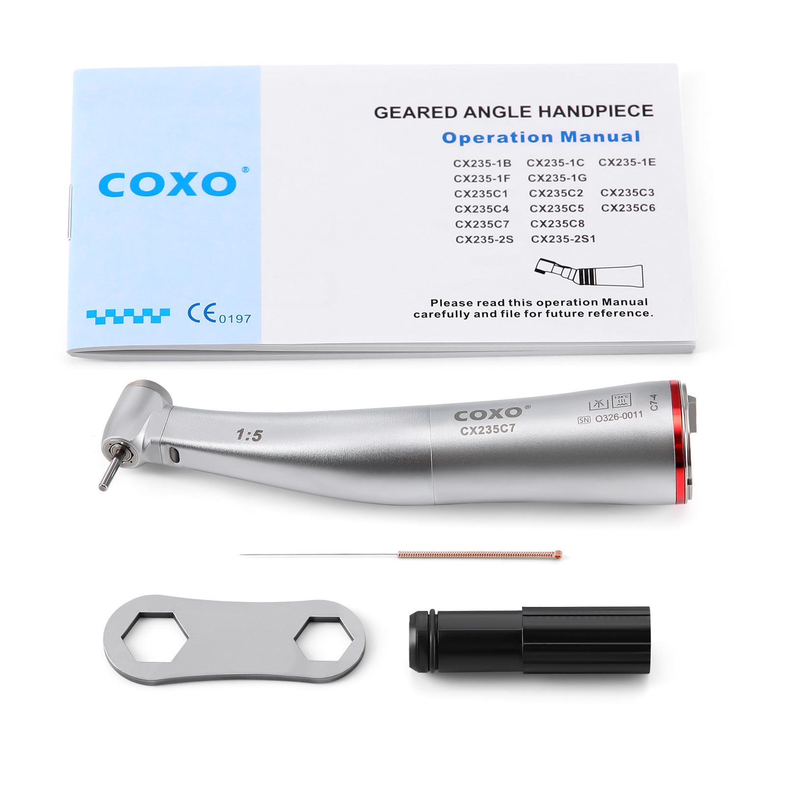 COXO CX235C7 1:5 Electric Fiber Optic Contra Angle Handpiece Mini Head Inner Channel #C7-4 - pairaydental.com/