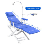 Portable Dental Folding Chair Adjustable With Rechargeable LED Light Blue - pairaydental.com