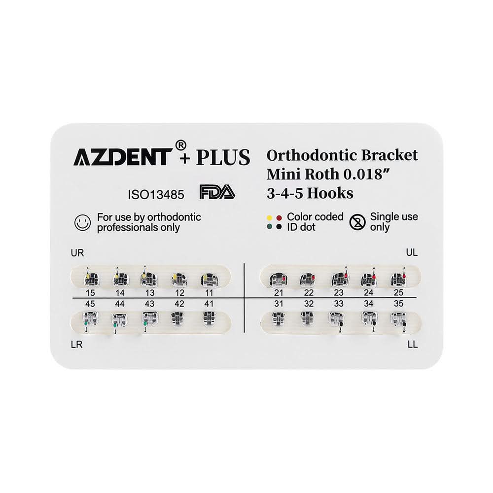 AZDENT Plus Metal Brackets Mini Roth .018 Hooks 3-4-5 - pairaydental.com