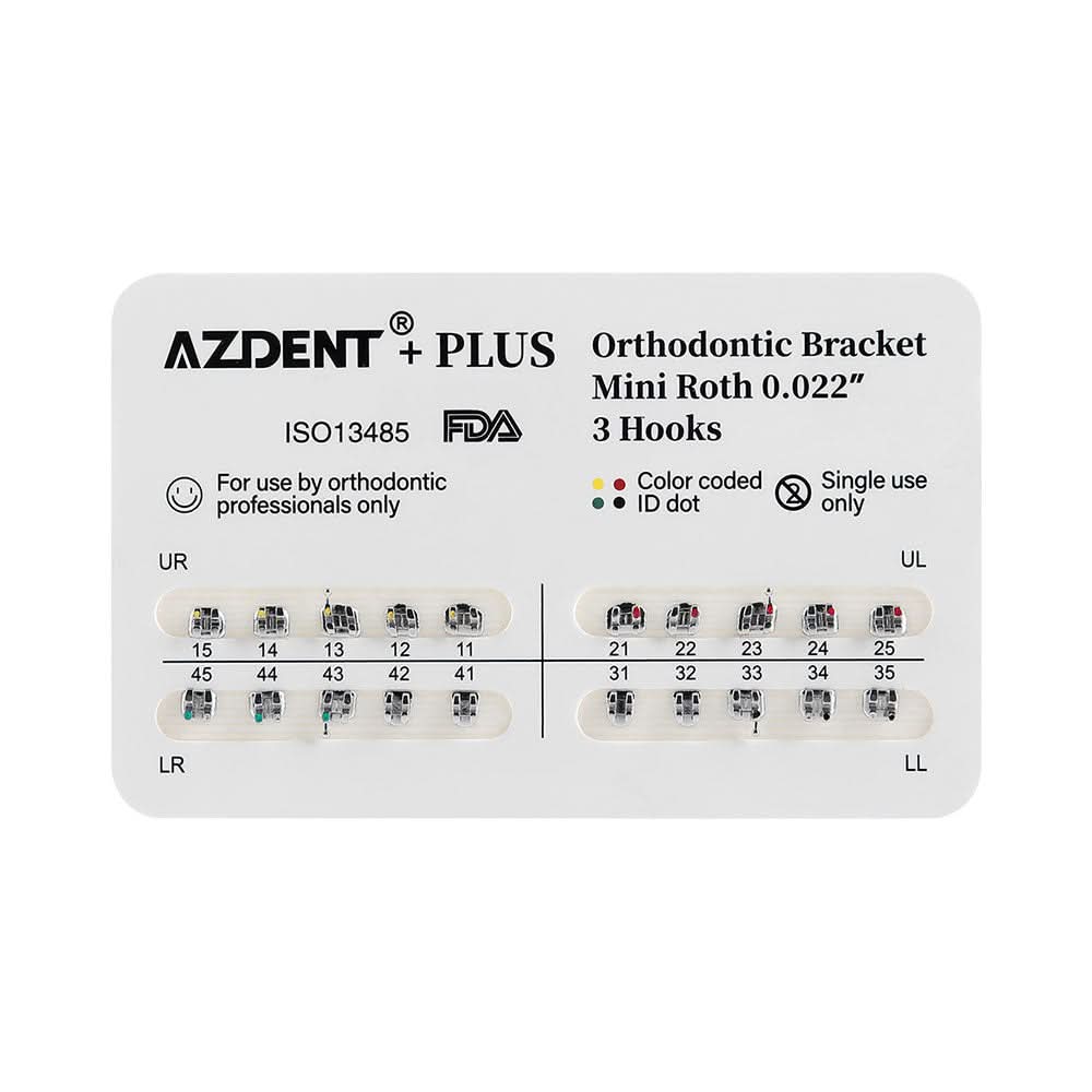 AZDENT Plus Metal Brackets Mini Roth .022 Hooks 3 - pairaydental.com