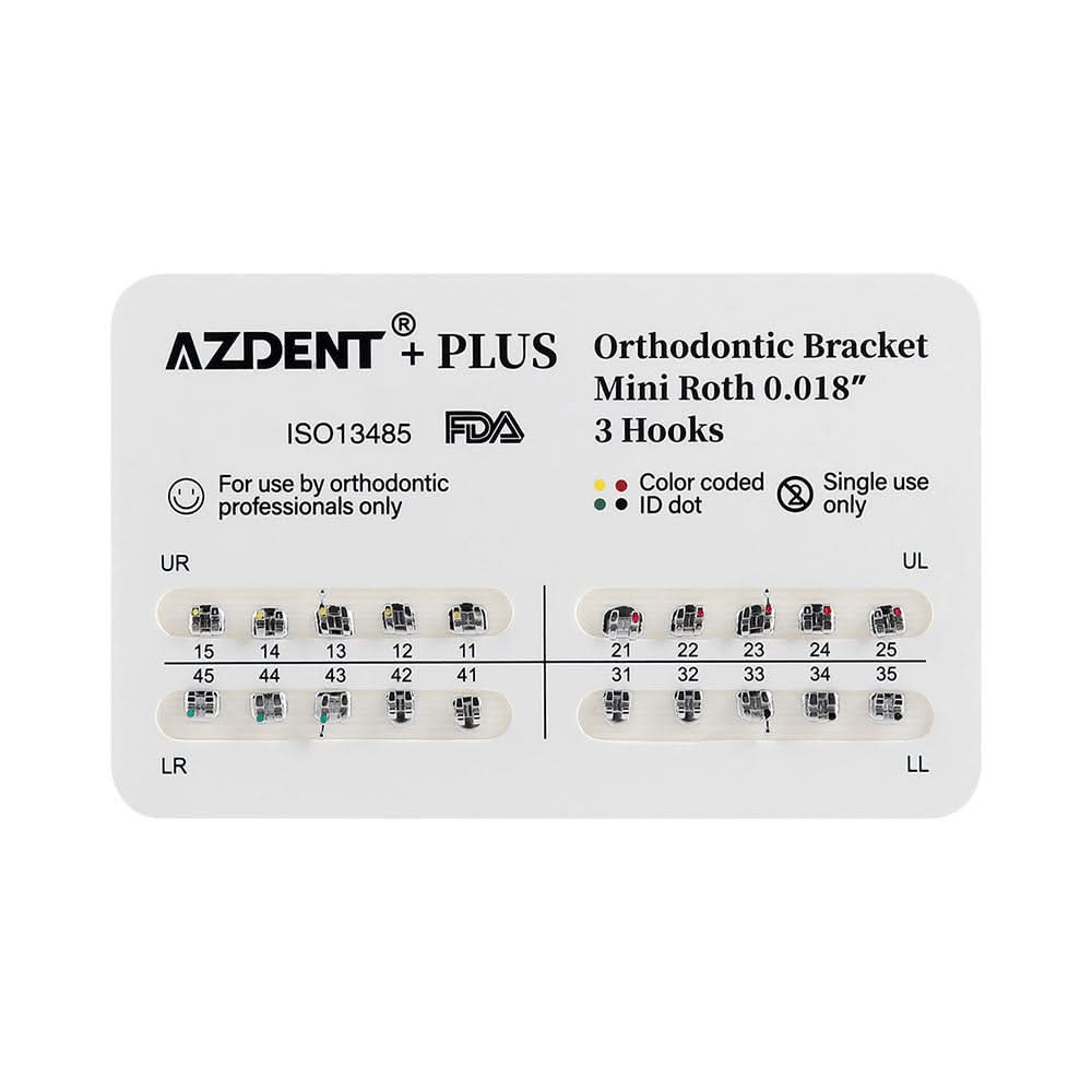 AZDENT Plus Metal Brackets Mini Roth .018 Hooks 3 - pairaydental.com