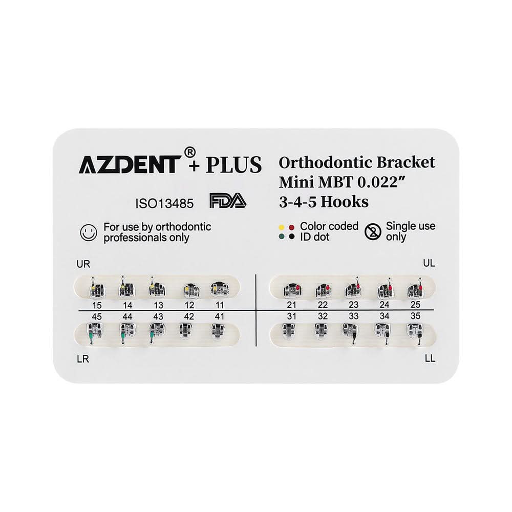 AZDENT Plus Metal Brackets Mini MBT .022 Hooks 3-4-5 - pairaydental.com