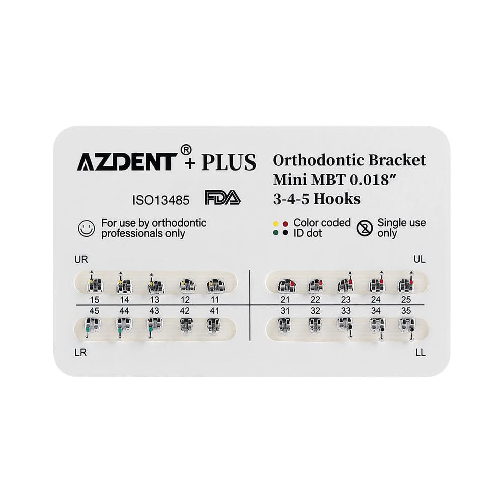 AZDENT Plus Metal Brackets Mini MBT .018 Hooks 3-4-5 - pairaydental.com